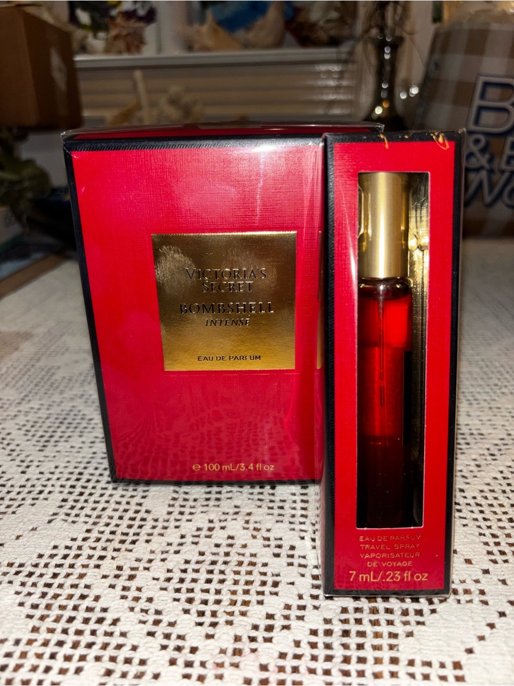 (Inventory 53) Victoria's Secret Bombshell Intense Perfume Gift Set - Red & Gold